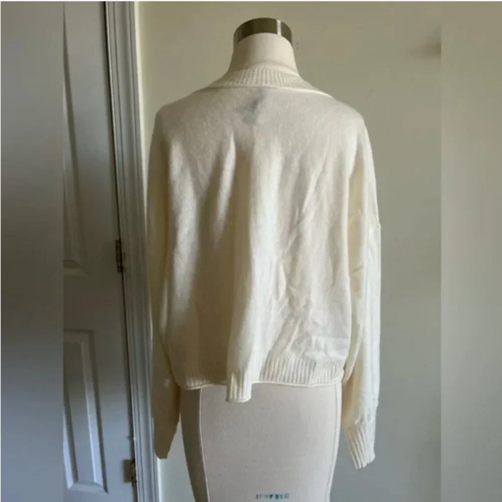 Anthropologie The Goldie Crew Neck Cashmere Blend Dog Cardigan Sweater S - Picture 4 of 10
